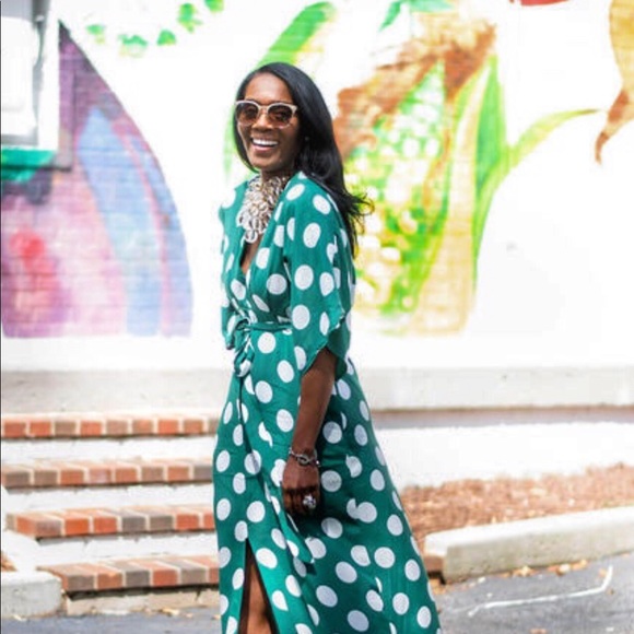 Glamorous Women's Green Polka Dot Maxi Dress Size 6 - Picture 5 of 16